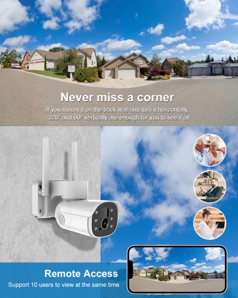 Glomarket New PTZ Bullet Camera Solar Battery Tuya Smart PIR Motion WiFi Wireless 2MP 1080P HD CCTV Security IP Camera