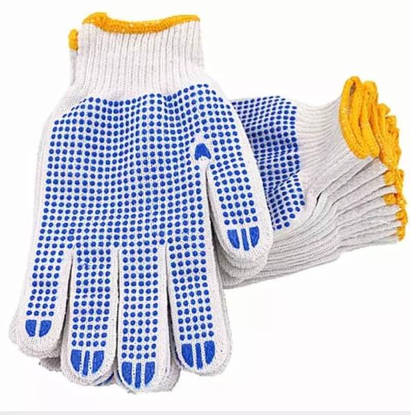 7Gauge White Polycotton Liner PVC Dotted Gloves DOTTED-W