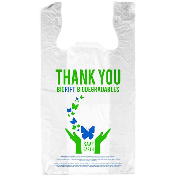 PLA Biodegradable Thank You Shopping Plastic Grocery T-Shirt Bags