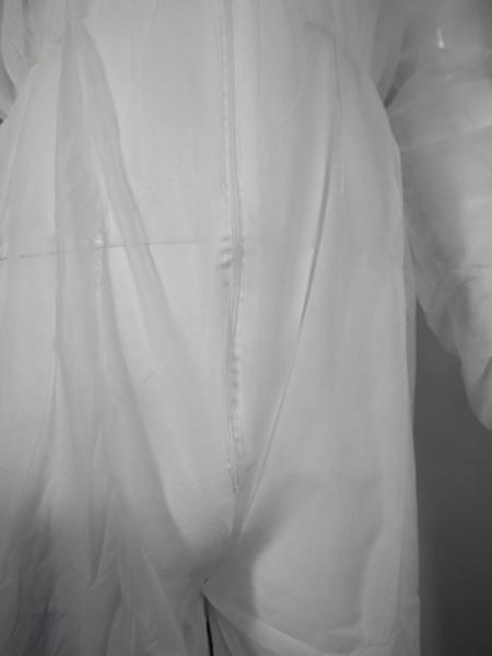 Elastic Hood Disposable Protective Coverall Mens Overalls With Zip Front Single Layer
