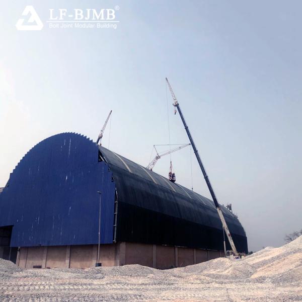 Large span structural roof coal storages shed steel space frame barrel coal bunker