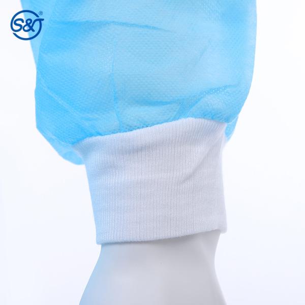 PP Disposable Lab Coat Nonwoven Single Layer Knitted or Elastic Collar and Cuffs Front Button Fly Closure One Pocket