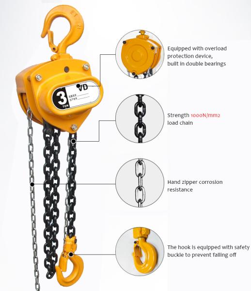 Premium Quality Manual Lifting Equipment , Chain Pulley Hoist Double Pawl Brake Manual Hoist Handle Hoist Manual Block