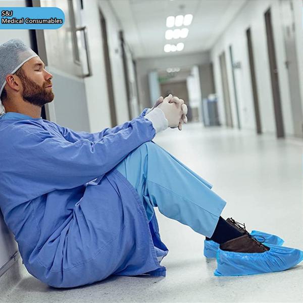 S&J Blue Plastic Protective Shoe Covers SBPP CPE Plastic Protective Foot Covers