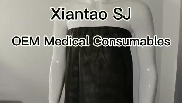 Hotel Hairdressing Disposable Spa Wear Strapless Black Bathrobe Womens