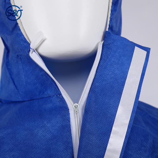 S&J Disposable SMS Coverall Nonwoven 3layer Head to Ankle Protection Elastic Hood, Waist and Ankles Front Zipper Premium Quality