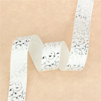 lot hot silver flowers printed grosgrain ribbons cartoon ribbon DIY handmade materials