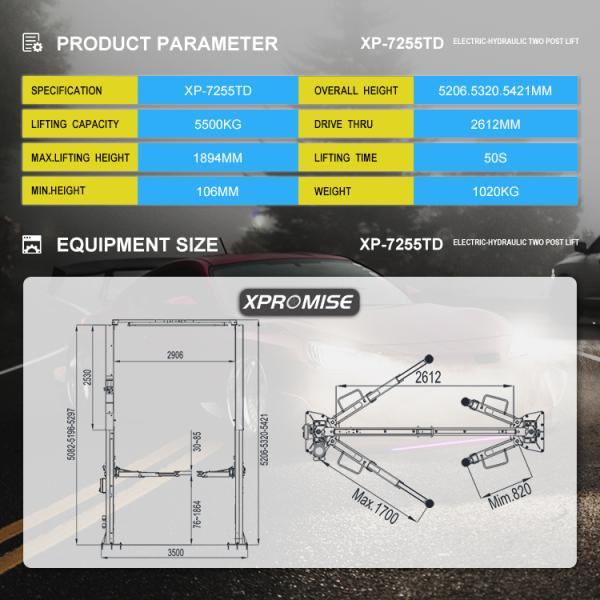 Anti Crushing Protection 2 Post Truck Lift Hydraulic Vehicle Two Post Hoist