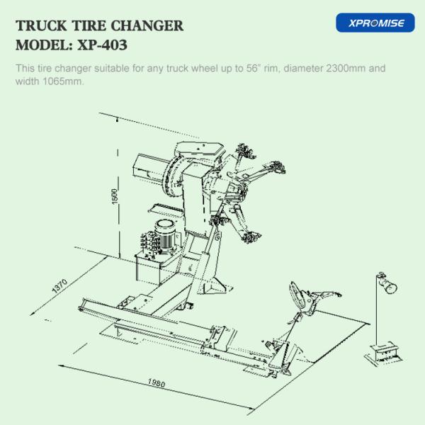 1780 N.m Truck Car Tire Changer Machine 6 - 12 Rpm Motor For Garage