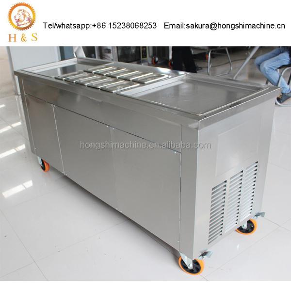 Stainless steel double square pan fried ice cream roll machine Commercial flat pan fry ice cream roll machine