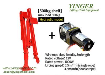 1.5m Span Portable Truck Crane , Pickup Truck Mounted Crane Overhang Crane Type hydralic crane 360 degree rotation