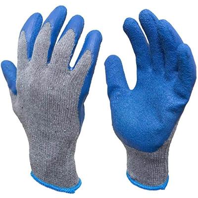 10Gauge 2Yarn Polycotton Liner Latex Crinkle Palm Coated Work Gloves