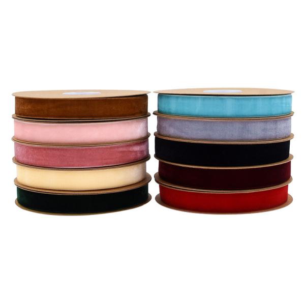 High Quality Decoration Ribbon Rolls , Soild Color Nylon Velvet Ribbon