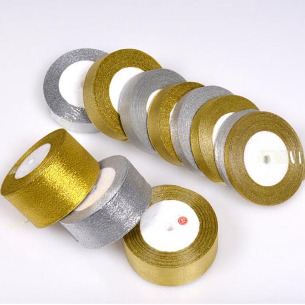 Gold Silver Ribbon Metal Shiny For Wedding Party Christmas Decoration Nylon Ribbon For Collar