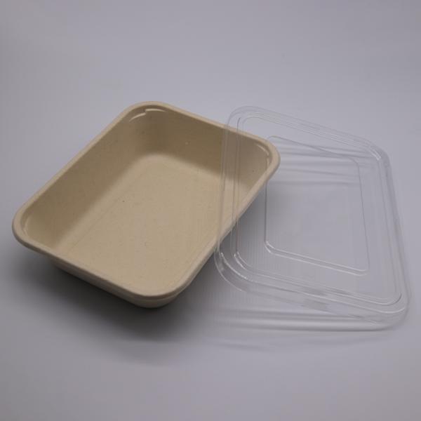 Bagasse Soup Disposable Takeaway Containers With Lid , 900ml Disposable Trays For Food