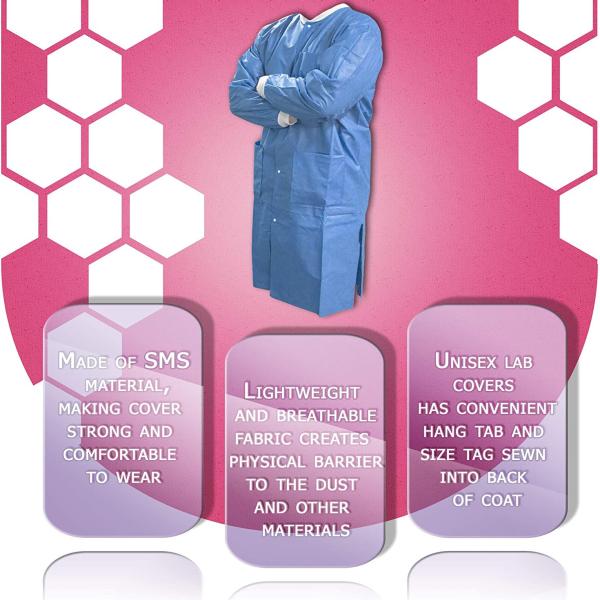 Stretchable Disposable Doctor Coat SMS Spunlace PP Disposable Medical Uniforms