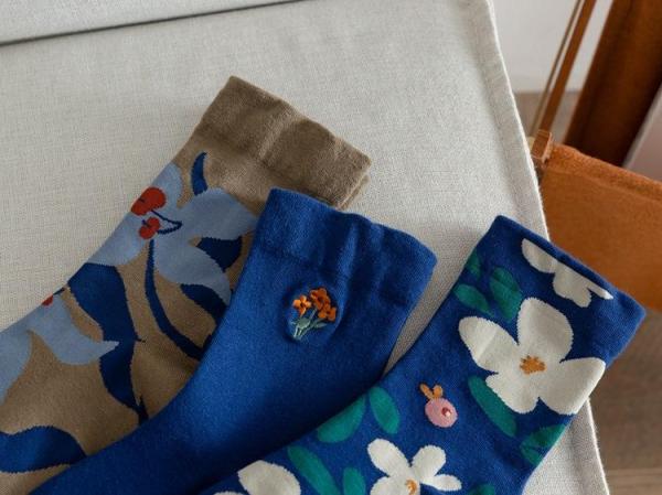 Broderie jacquard pastorale Chaussettes personnalisees en coton Designer Chaussettes