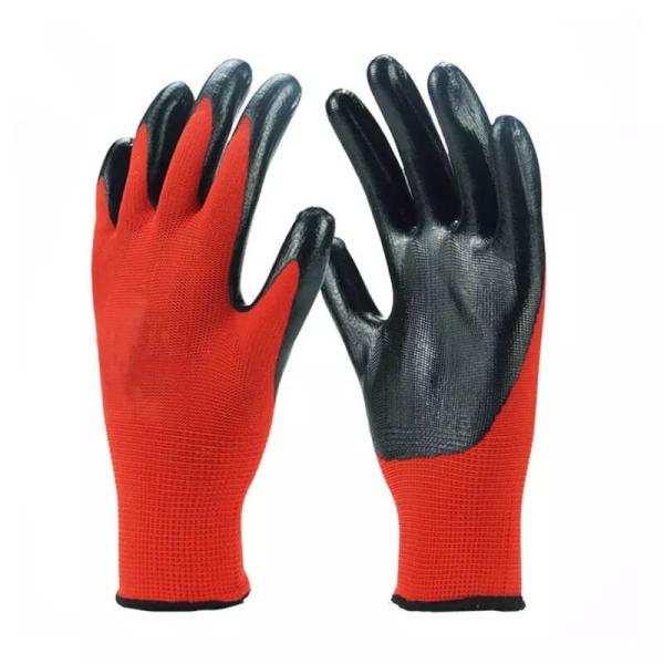 13Gauge Polyester Liner Smooth Nitrile Palm Coated Work Gloves