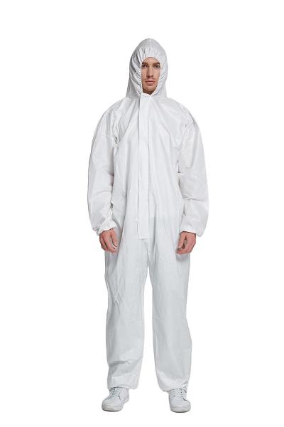 Front Zip Disposable Protective Coverall Non Woven Disposable Coverall With Hood