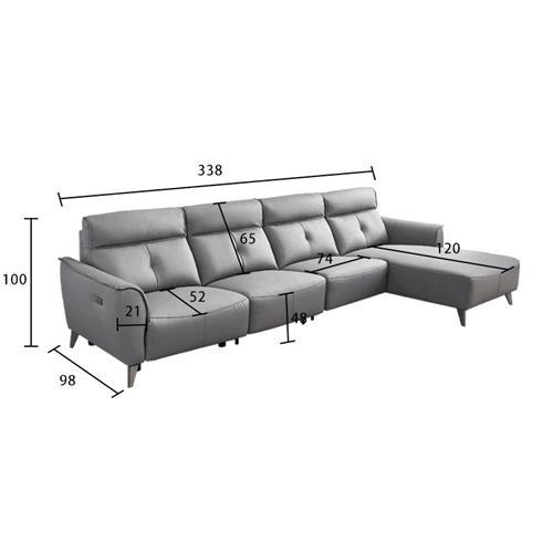 New Italian Minimalist Leather Leather Art Functional Sofa Fashion L-Shaped Chaise Longue Sofa