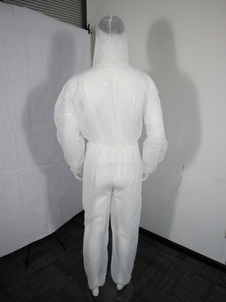 Elastic Hood Disposable Protective Coverall Mens Overalls With Zip Front Single Layer