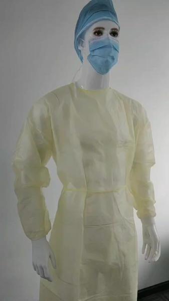 Chemotherapy gowns disposable yellow color waterproof medical surgical en14126 isolation gown