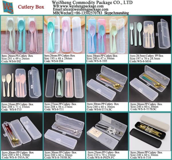 Wholesale Food Grade Travel Cutlery Plastic Case Hard Plastic Eegant Tableware Box Packing