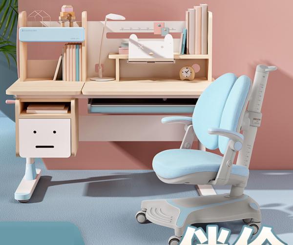 Height Adjustable Kids Study Table with Personalized Bookshelf and Drawer 1100MM