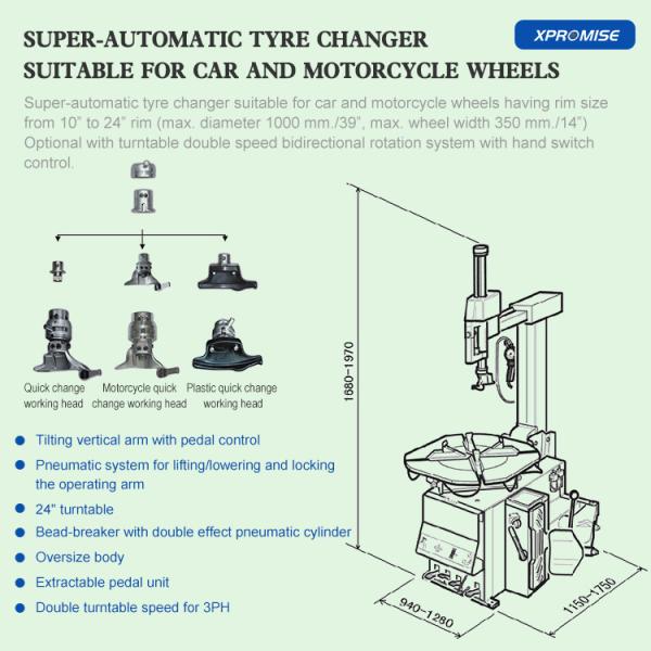 Repair Workshop Car Tire Changer 0.8kw / 1.1kw Automotive Garage Equipment