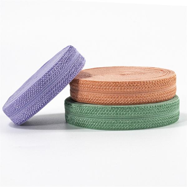 1.5CM colorful custom nylon printed fold over elastic ribbon binding satin bias tape for garment