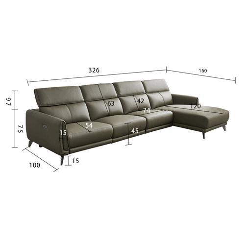 Italian Minimalist Chaise Longue Leather Sofa Side Carrying Usb Electric Button L-Shaped Chaise Longue Function Sofa
