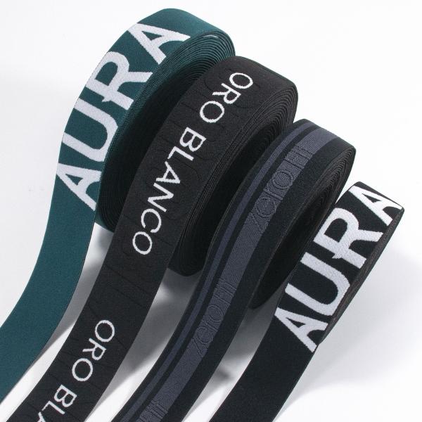 Hot sale woven knitted jacquard wide elastic waist webbing band 40mm nylon custom embossed elastic strap for underwear