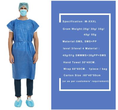 Anti-Static Disposable Patient Gown Waterproof Dustproof Sterile Disposable Surgical Gown