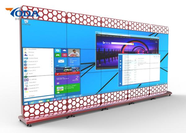 Intelligent LCD Video Wall Display 3x3 3.5mm Bezel Split Screen With Tempered Glass Protection