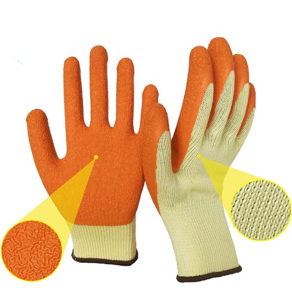 10Gauge 5Yarn(21S) Cotton Liner Latex Crinkle Palm Coated Work Gloves