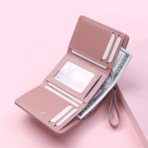 Women's Wallet Short Fashion Embroidered Heart Coin Purse Women's Tri-fold Card Holder Pu Leather Multi-card Slot Wallet