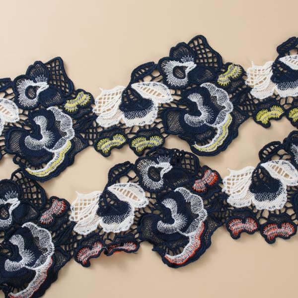 Custom Embroidery Milk Silk Embroidered Lace Fabric Trimming Lace Sewing