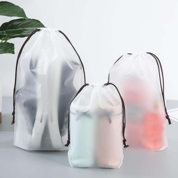 Custom Logo Small Large Transparent Cpe Plastic Frosted Pull Rope Drawstring Storage Poly Bag