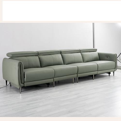 New Three-Seat Leather Sofa Villa Living Room Large-Sized Italian Minimalist Style Functional Sofa Combination