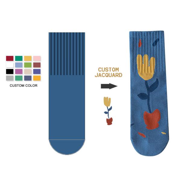 Broderie jacquard pastorale Chaussettes personnalisees en coton Designer Chaussettes