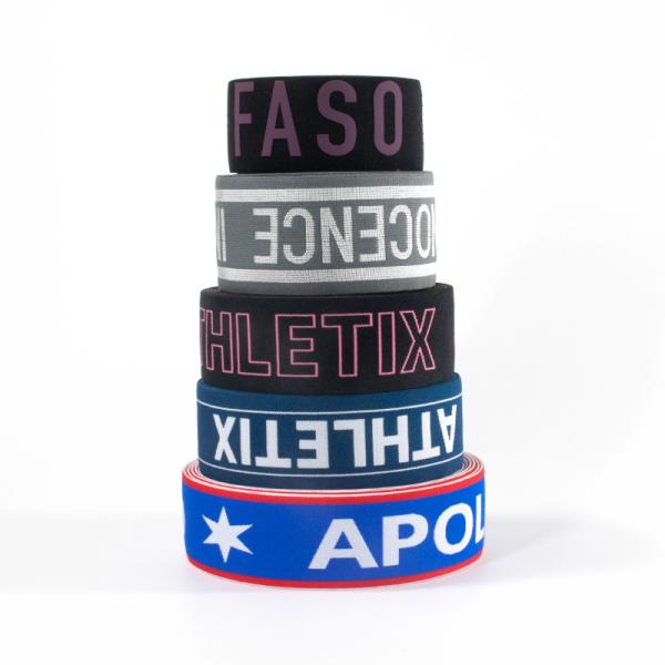 Eco-friendly design custom print nylon jacquard band woven wide letter elastic band for underwear brief panties