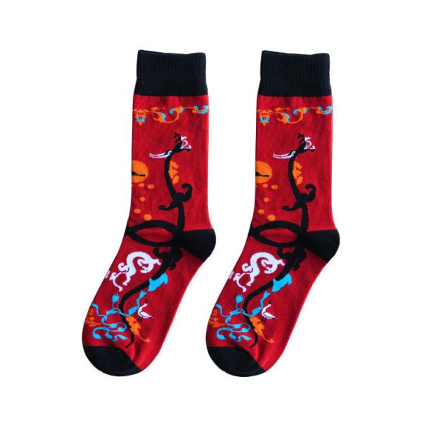 Top Hot Sale Socks Custom Ethnic Style Novelty Creative Chinoiserie Dragon Phoenix Cotton Socks Unisex Men Women