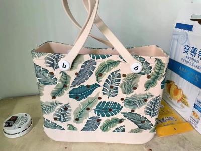Beach Bag Eva European American Fashion, Printing Tote Bag Storage Bag Hole Big Basket Shoulder Bag for Outdoor Beach