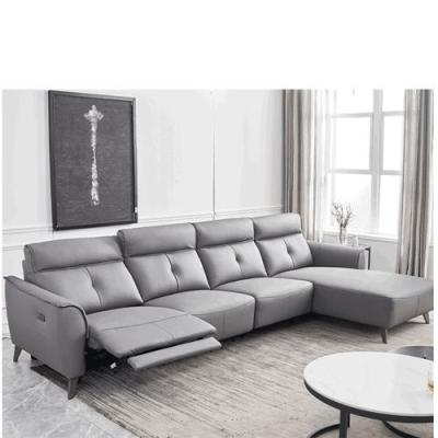 New Italian Minimalist Leather Leather Art Functional Sofa Fashion L-Shaped Chaise Longue Sofa