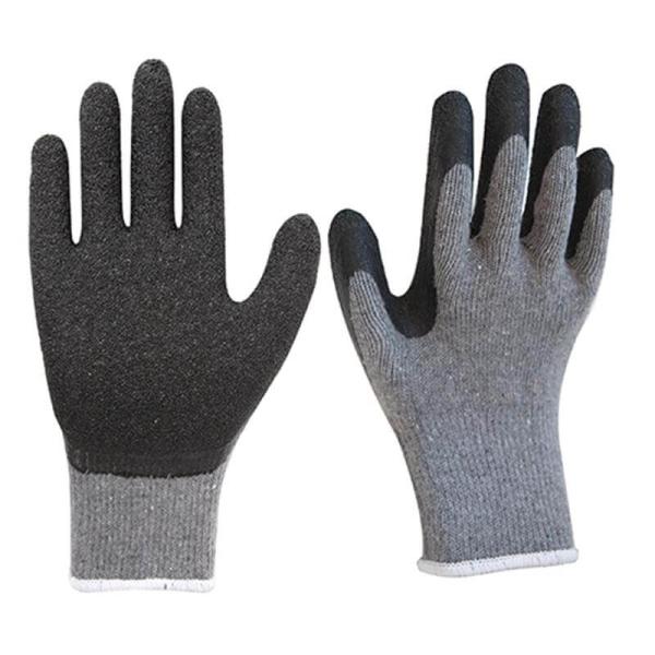 10Gauge 2Yarn Polycotton Liner Latex Crinkle Palm Coated Work Gloves