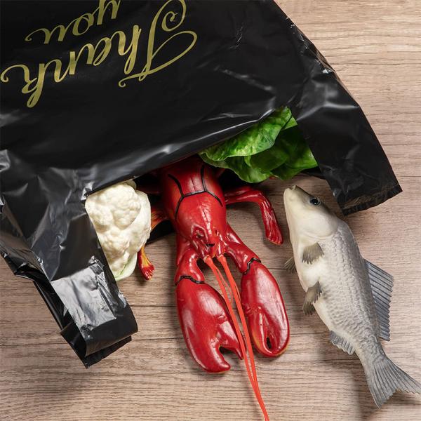Custom Logo T Shirt Grocery Bags T-Shirt HDPE LDPE Thank You Black Plastic Shopping Bag With Handle
