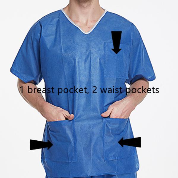 Sterilized Surgeon Scrub Suit Non Woven Dental Scrub Suit 3 Layer SMS Material