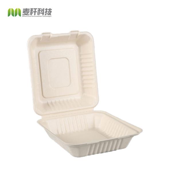 Take Out Food Sugarcane Packaging Shipping Box Biodegradable Clamshell 3 Compartments Disposable Food,food & Beverage Packaging