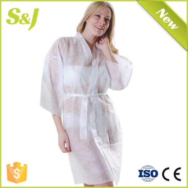 Disposable Nonwoven Kimonos Spa Wear Gown Salon Gown White Black Bathrobe Nylon / Cotton Medical Protective Clothing Class II