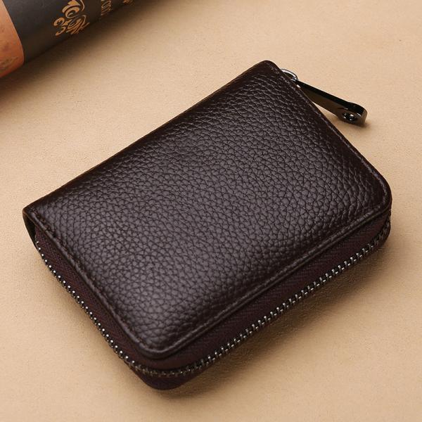 RFID Wallet Top Layer Leather Organ Multi-Card Card Holder Men'S Card Sleeve Ladies Zipper ID Card Holder